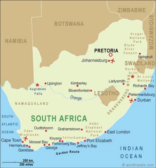 bron map Zuid Afrika www.wordtravels.com bron map Zuid Afrika www.wordtravels.com