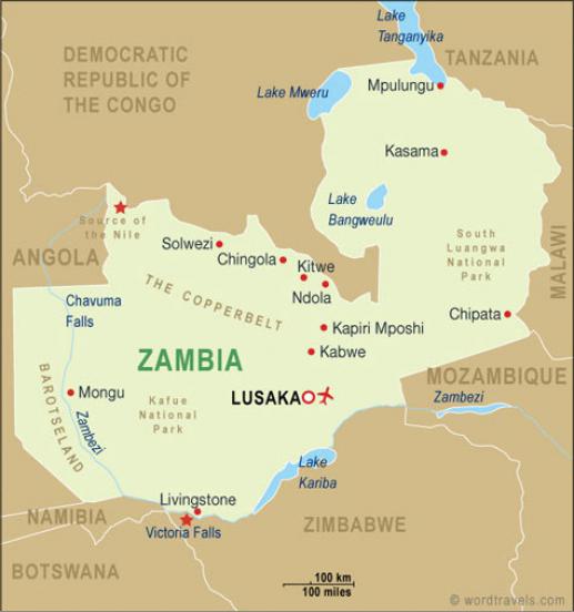 Bron map Zambia www.wordtravels.com